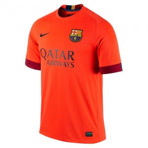 Футбольная футболка для детей Barcelona Гостевая 2014 2015 короткий рукав 2XS (рост 100 см)