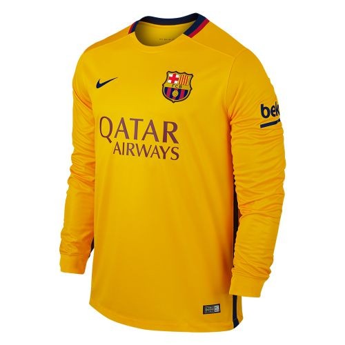 Футбольная футболка для детей Barcelona Гостевая 2015 2016 длинный рукав XS (рост 110 см)