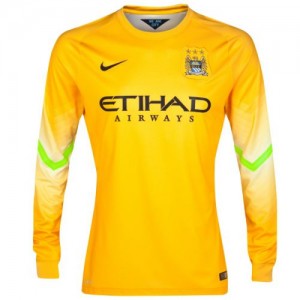 Именная вратарская футбольная футболка Manchester City Ederson Гостевая 2014 2015 короткий рукав XL(50)